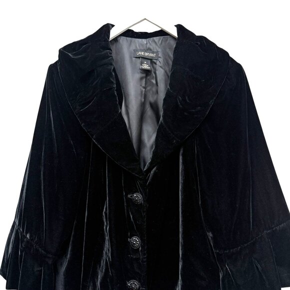 Lane Bryant Velvet Swing Jacket Plus Size 26 Black Evening Blazer 3/4 Sleeve - Picture 2 of 10